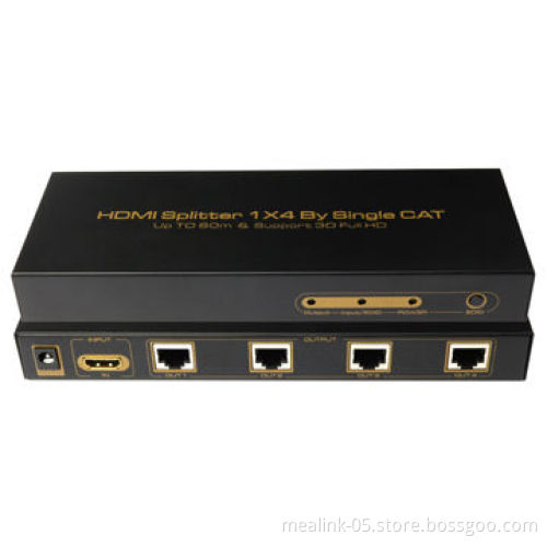 HDMI Splitter 1X4 By Single CAT Up to 60m & Support 3D Full HD
